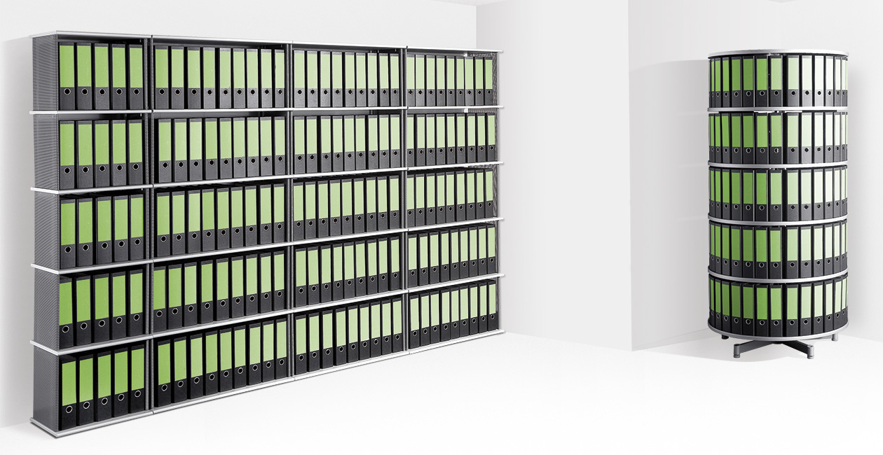 Ordnerregal_b moll rotafile platzsparende drehsäule made in germany