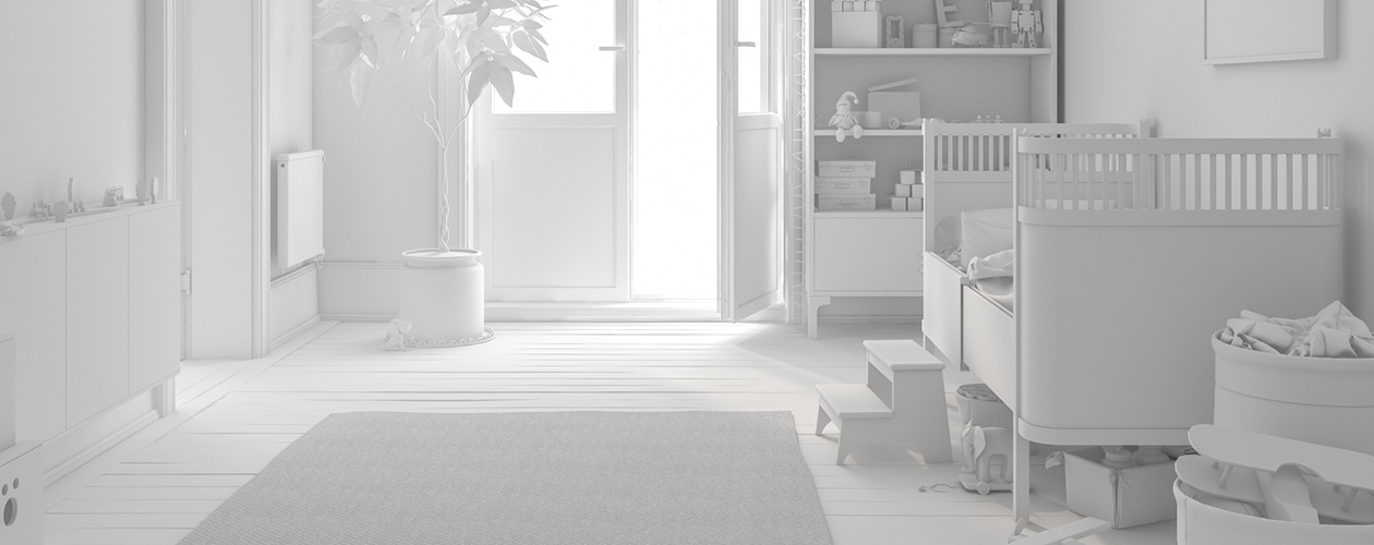 White Children room scandinavian style 3D rendering